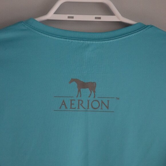 Aerion Base Layer Activewear Large Blue Horse Stretch Long Sleeve Layering Top - Picture 6 of 10